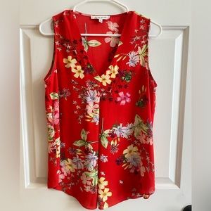 Rose and Olive sleeveless red floral blouse-size small